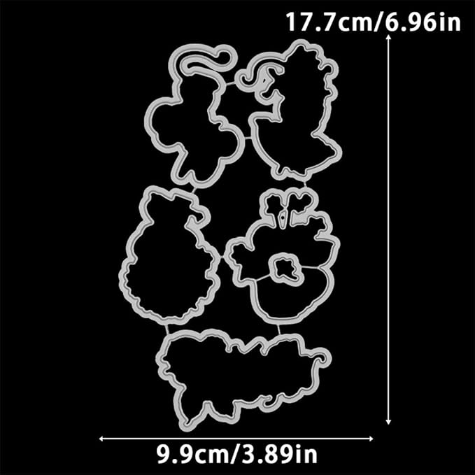 Mouse Holding Flowers Stamps and Cutting Dies for Card Making DIY Transparent Silicone Clear Stamp and Metal Die Cuts Sets for Scrapbooking Paper Greeting Cards Decor Seals Craft Supplies