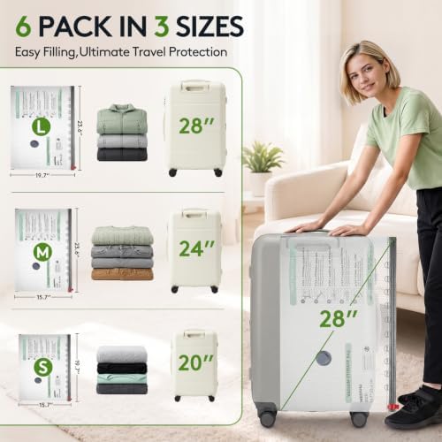 6 Packs Vacuum Bags for Travel with Rechargeable Pump, 3 Sizes Heavy Duty Vacuum Seal Bags for Clothing, Compression Vacuum Travel Bags for Luggage, Vacuum Packing Bags for Closet Organization - Image 4