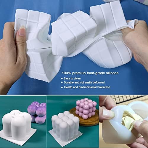 6Pcs Silicone Candle Molds Set for Candle Making, Yarn Ball Bubble Candle Mold, 3D Rose Silicone Mold, Cake Mold for Baking Desser, Silicone Mold for Soy Wax, Soap, DIY Scented Candle - Image 4