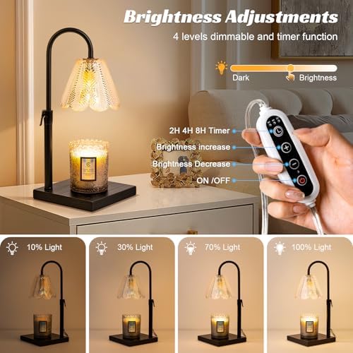 Golden Floral Candle Warmer Lamp with Timer & Dimmable Light - Image 3