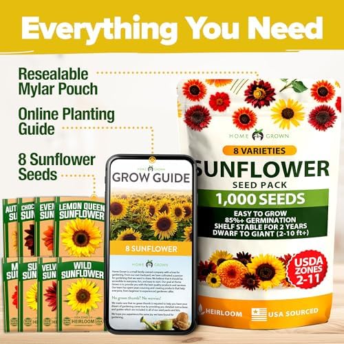 HOME GROWN Sunflower Mix Seeds, 8 Variety, 1,000+ Seeds - Image 6