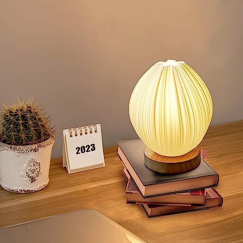 Lotus Small Table Lamp, Vintage Pleated Night Light for Bedside & Decor - Image 4