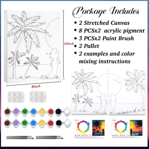 PAILIM Paint and Sip kit for Adults Romantic Pre Drawn Canvas Party Kits - Image 4