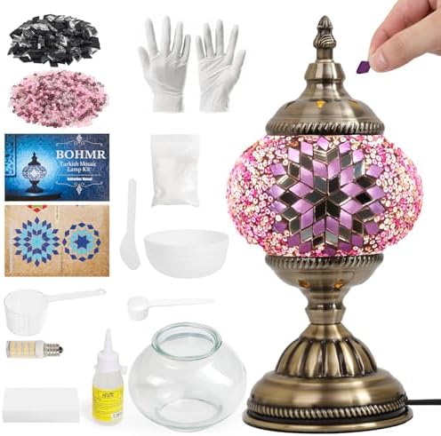 DIY Turkish Mosaic Lamp Kit for Adults & Teens, 5.2" Shade, Pink by YourVisionOurPrecision