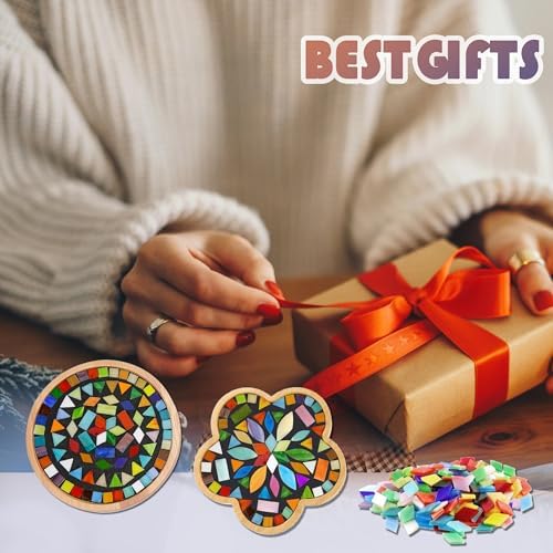 2Pcs DIY Glass Mosaic Tiles Kits Stained Glass Coaster Craft For Adults - Image 7