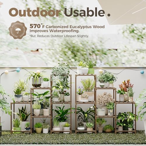 Bamworld 2 Sets of Package Plant Stands Indoor Wood Plant Shelf Outdoor - Image 2