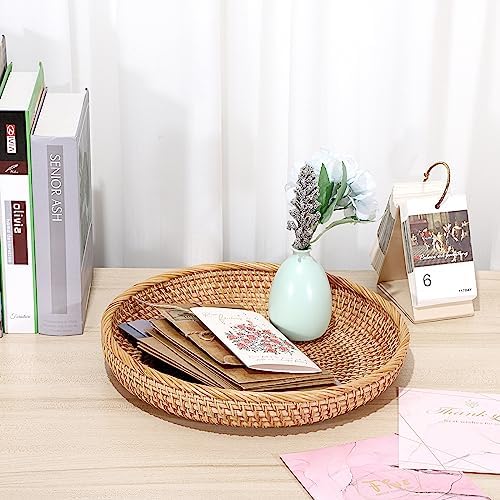 Hipiwe Rattan Key Basket Bowl for Entryway Table, 11.8" Large Wicker Tray - Image 6