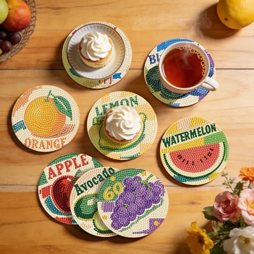 Leatrice Fruite Diamond Art Coasters Set Diamond Painting Kits for Adults - Image 7
