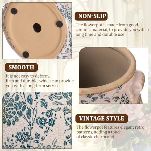 Ceramic Scroll Planter 6.5 Inch, Indigo Blue - Image 3