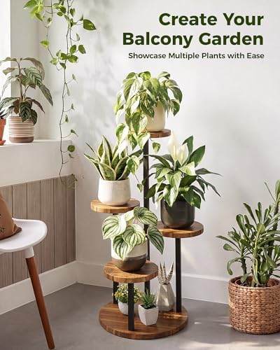 Bamworld Plant Stand Indoor Wood Plant Stand 4 Tier Brown - Image 2