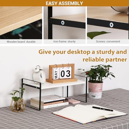 YGYQZ Desk Shelf Organizer for Top of Desk, 1-Tier Desktop Bookshelf, Black & White - Image 5