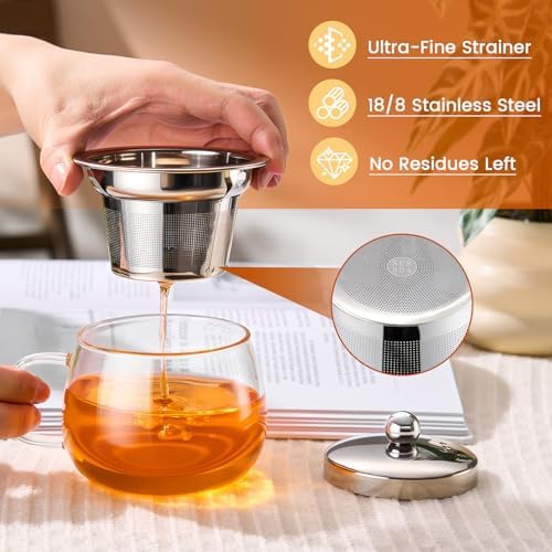 PARACITY Tea Cup with Infuser and Lid, 13 oz Glass Tea Infuser Mug - Image 3