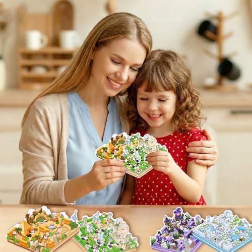 Girls 3D Miniature Scene Stickers,4 Sets Fantasy Maze DIY House Stickers for Alice's Garden, Magic Garden, Desert Adventure, Snow Maze, 3D Sticker Scenes for Adult Kids Relief Stress Pass The Time - Image 5
