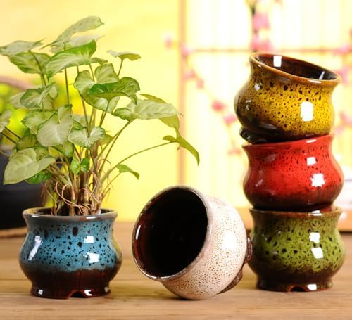 Cute 3.94 Inch Ceramic Home Garden Decoration Succulent Cactus Flower Pots Container -Plant Not Included，Green - Image 4