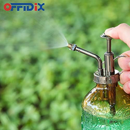 OFFIDIX Glass Plant Mister Spray Bottle, Vintage Spritzer, Succulent Watering Bottle with Bronze Plastic Top Pump, Small Sprayer Mister for Garden and Indoor Plants - Image 3