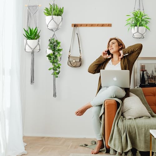 SFENNGPET Macrame Plant Hangers, 6Pack Hanging Planters for Indoor Plants - Image 3
