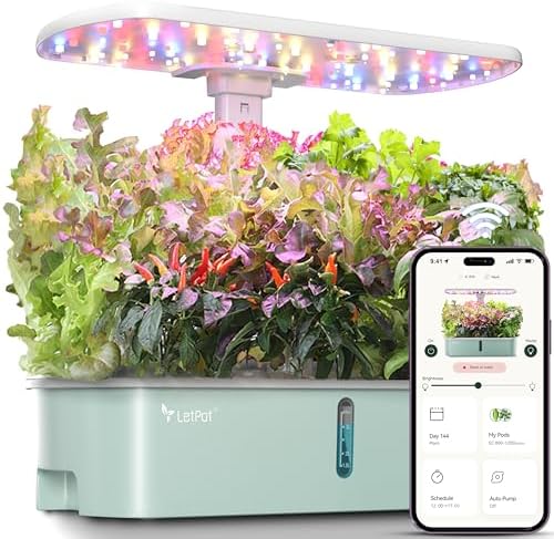 LetPot LPH-Air Hydroponics Growing System Kits, APP & WiFi Controlled Smart Indoor Garden with Adjustable 24W Grow Light Full Spectrum, 10 Pods Planter Indoor Gardening for Gifts, Kitchen, Vegetable by LetPot