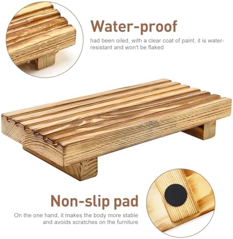 Small Wood Pedestal Stand for Bathroom Tray Kitchen Sink Counter Decor Tray - Image 4