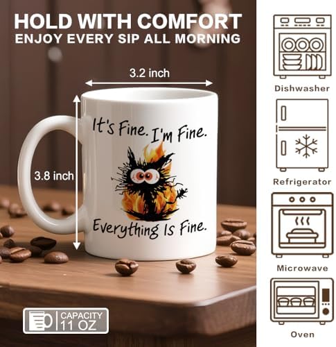 It's Fine I'm Fine 11 oz Ceramic Cat Lover Coffee Mug - Image 2