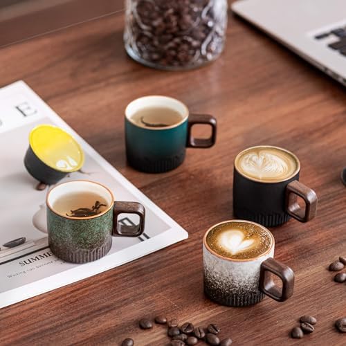 Zurucily Espresso Cups Set of 2, 2 oz Ceramic Espresso Cups, Demitasse Cups for Tea or Coffee (Gray) - Image 2