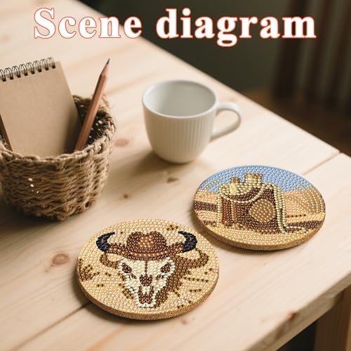 DOTSOPS 8 Pcs Cowboy Diamond Painting Coasters with Holder for Beginners - Image 6