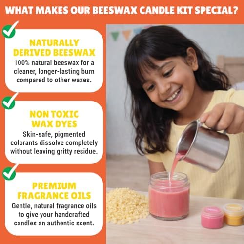 Kalakaram Aroma Beeswax Candle Making Kit, Pure & Natural Beeswax, 6 Decorative Jars, 6 Exotic Scents, Colors & More - Perfect for Home Decor & DIY Gifts - Beginner-Friendly Scented Candles Craft Kit - Image 5