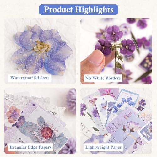 RISYPISY 100Pcs Floral Scrapbook Supplies Kit for Junk Journal - Image 6