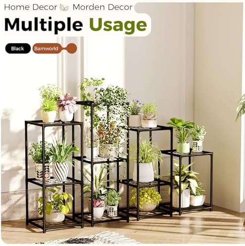 Bamworld Plant Stands Indoor 4 Sets Plant Shelves Outdoor - Image 2