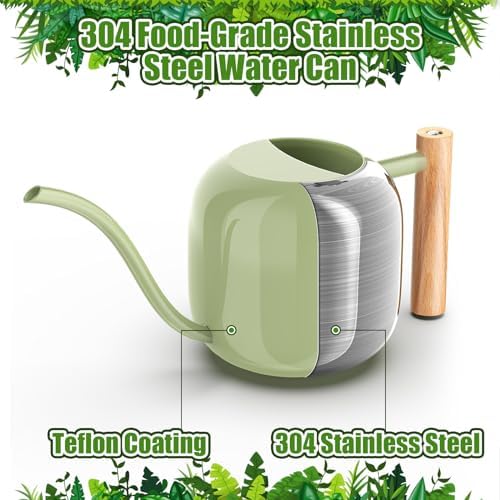 Green Moon 1.2L/41oz Metal Metal Watering Can with Long Spout, Sage Green - Image 2