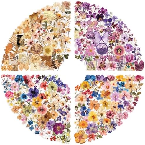 200PCS Transparent Flora Scrapbook Stickers, Vintage Aesthetic Flowers Sticker for Scrapbooks Travel Journal, Vinyl Waterproof for Water Bottles Laptop Phone Scrapbook Supplies DIY Crafts(flower-200) by Unknown