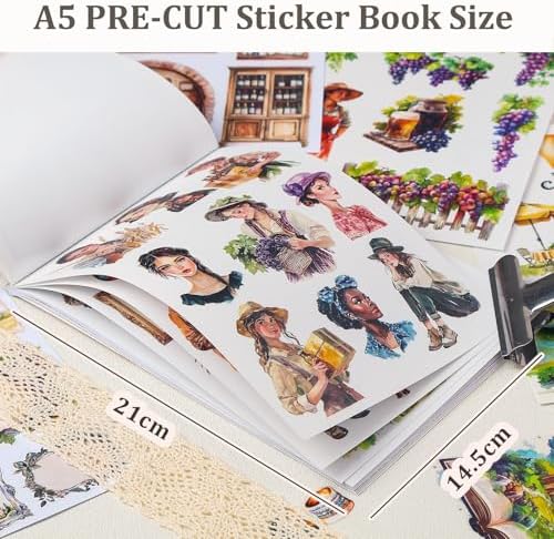 Snycler Sticker Book - 20 Sheets Vintage PET Stickers for Scrapbooking, Junk Journaling, Ephemera, and Decorative Crafts-Bubbly Feast - Image 3