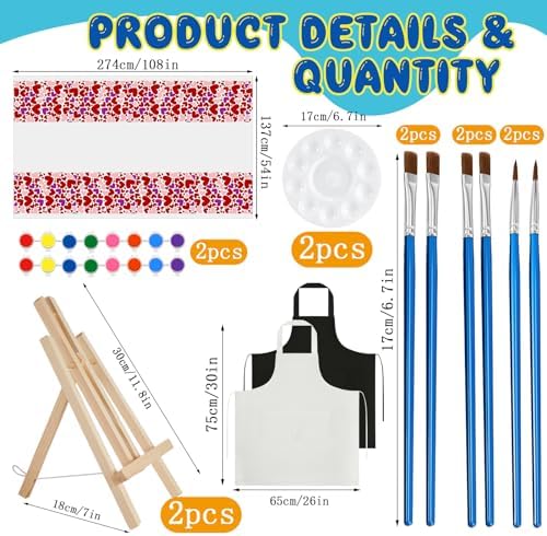 Yeaqee 13 Pcs Sip and Paint Kit for Adults Stretch Canvas Date Night Valentines Painting Kit Supplies Art Painting Set Outline Design Blank Stretch Canvas for Couple Party(Moonlit Couple,8x10) - Image 2