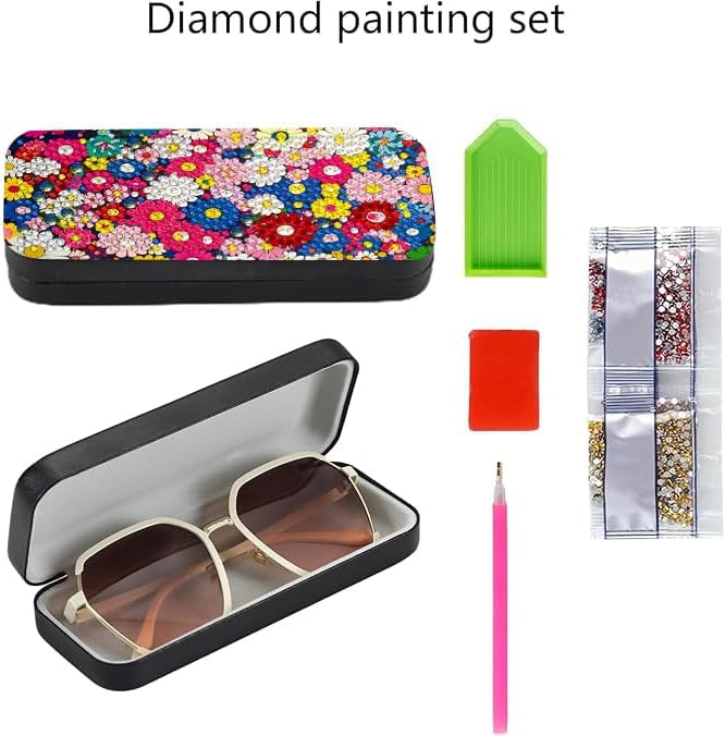 Leatrice 5d Diamond Art Kits for Adults Small Diamond Painting Kit Gem Art Paint by Diamonds Dots Eyeglasses Case DIY for Beginner Women