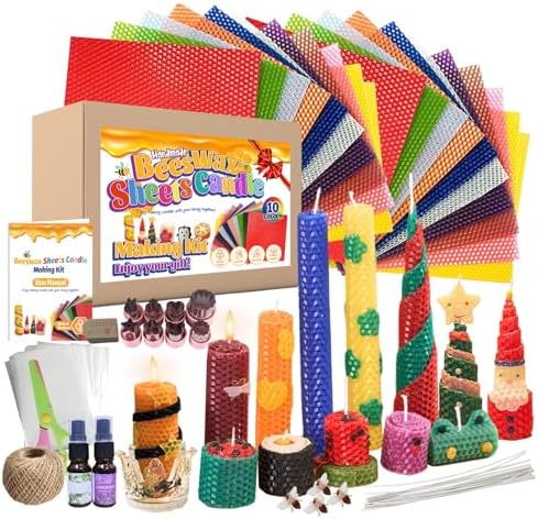 Beeswax Candle Making Kit for Kids, DIY 100% Pure Colorful Beeswax Sheets by WcoDusak