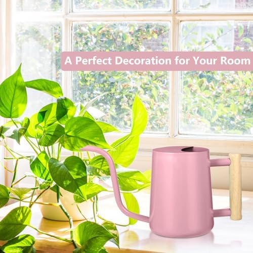 Watering Can Indoor Plants, 35oz Small Indoor Stainless Steel Metal Watering Can Modern Decorative Watering Pot with Long Spout for Indoor House Plant Bonsai Garden Flowers (Pink) - Image 3