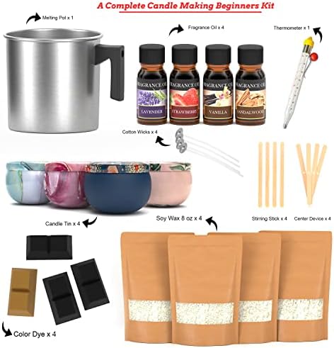 Candle Making Kit - Candle Making Supplies - Soy Wax for Candle Making - Adult Craft Kits - Candle Wax for Candle Making - Wax Melter - Candle Containers for Making Candles - Candle Melting Pot - Image 2