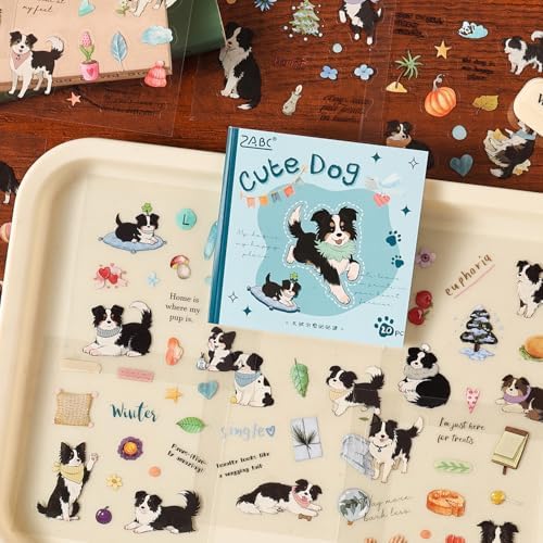 Cute Dog Journaling Stickers Book, Diecut PET Sticker Booklets, 40 Sheets, 3.15x3.15 Inches, Transparent Waterproof Collage Stickers for Scrapbooking, Bujo, Planner - Image 2
