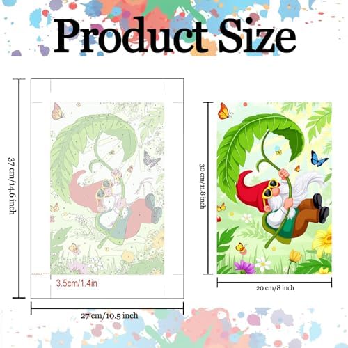 Tucocoo 6 Pack Gnome Paint by Numbers Kits 8x12 inch Seasonal Gnome Scenery Painting for Adults Beginner DIY Oil Acrylic Pigment Dwarf in Spring Summer Drawing Paintwork Sets for Friends/Family Night - Image 3