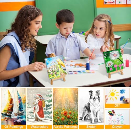 Mimorou 64 Pack Mini Canvas with Easel for Painting Wood,3 X 3 Inch - Image 3