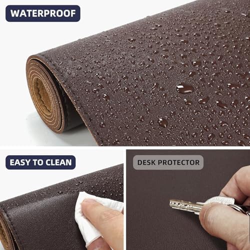 AFIING Cork Desk Mat 55" x 17", Dual-Sided Natural Cork & PU Leather Desk Pad, Non-Slip Waterproof Large Mouse Pad for Office, Home & Gaming (Coffee) - Image 3