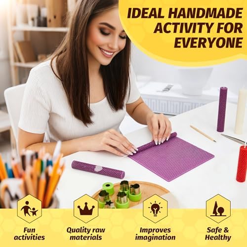 HASSLICKIT Beeswax Candle Making Kit for Beginners, 12 Beeswax Sheets for Candle Making Rolling DIY Kits (12 Colors, 8 x 8 inch) - Image 6