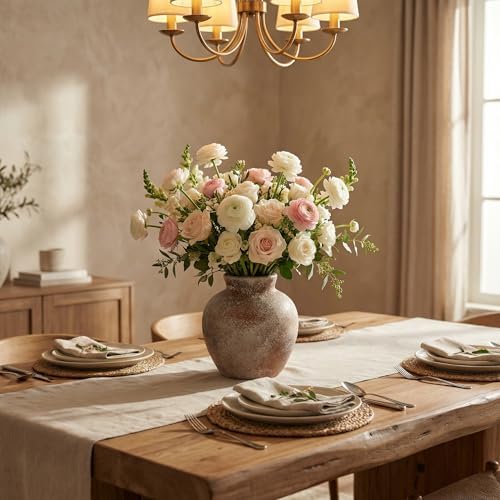 Rustic Terracotta Pot, Ceramic Flower Vase 6.1 Inch, Farmhouse Boho Centerpiece for Home Decor, Living Room, Table, Shelf, Mantel & Bathroom - Image 3