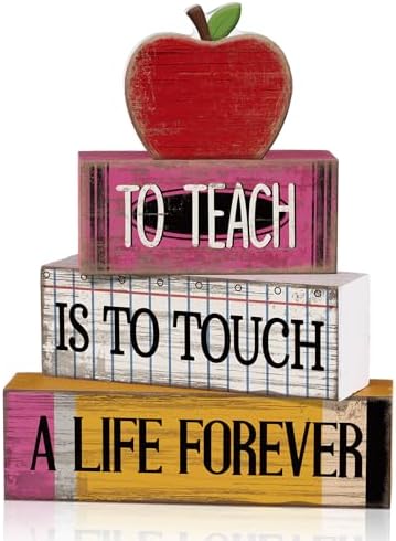 Moucuny 4 Pcs Back to School Table Decorations Retro Red Wooden Apple Decor by Moucuny