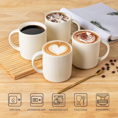 theterra Ceramic Coffee Mugs Set of 4, 14.2 oz Coffee Cups with Handle - Image 4