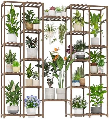 GENTINGBRO Plant Stand Indoor Tall Hanging Plant Shelf 16 Tiers Large Outdoor Plant Rack for Multiple Plants Wood Plant Holder for Living Room Garden Balcony by Gentingbro