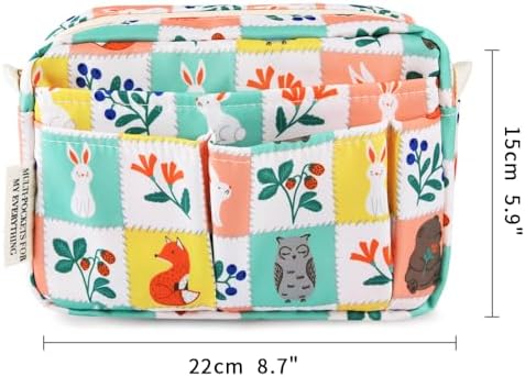 Multiple Pockets Portfolio Organizer with Zipper,Makeup Bag Pencil Pouch - Image 2