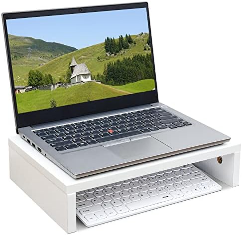 TEAMIX White Monitor Stand Riser for Desk, Small Computer/Laptop Stand Wood - Image 6