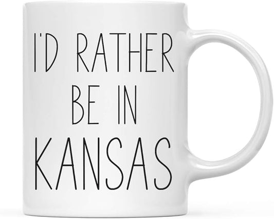 Andaz Press U.S. State 11oz. Coffee Mug Gift, I'd Rather Be in Kansas, 1-Pack, Long Distance College Going Away Study Abroad Birthday Christmas Gifts