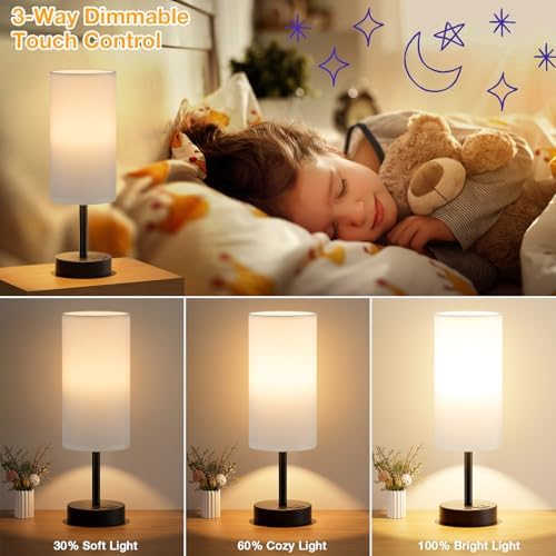 Dicoool Bedside Table Lamp for Bedroom - 3-Way Dimmable Touch Lamp, USB A+C - Image 3