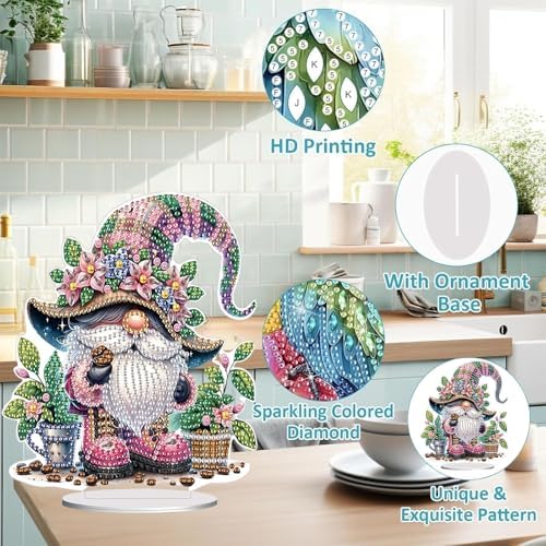 Diamond Painting Kits for Adults Beginners, 5D Full Drill Dwarf Crystal Art Desktop Ornament, DIY Single Sided Home Office Desk Decor, Creative Craft Gift Set with Tools - Image 5